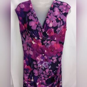 Ralph Lauren Sheath Maxi Floral Dress in Purple and Pink (#389)